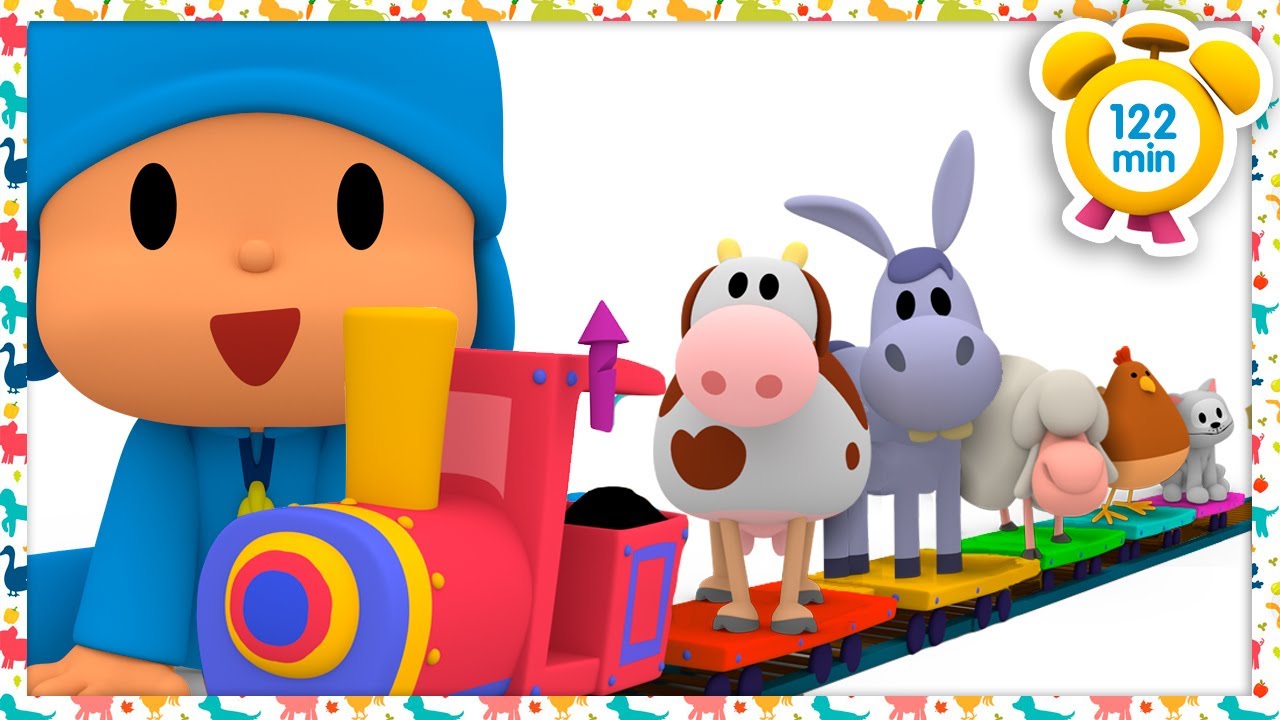 🚂 POCOYÓ ESPAÑOL - Tren de Colores: Aprende ANIMALES y SONIDOS 122min CARICATURAS y DIBUJOS ANIMADOS