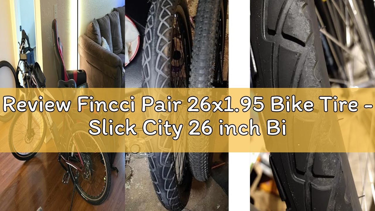 Review Fincci Pair 26x1.95 Bike Tire - Slick City 26 inch Bike Tires - 50-559 Black Foldable Mountai