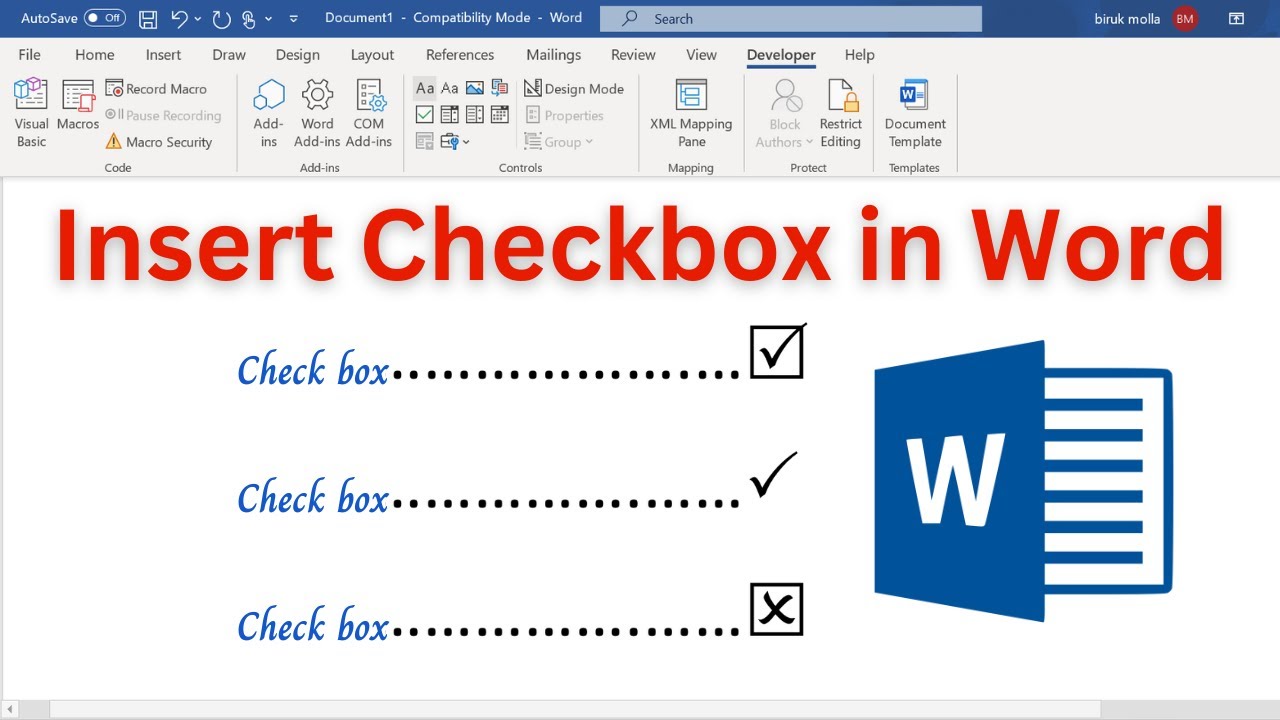 How To Insert Check Box in Microsoft Word | How To Put Tick Box in Word