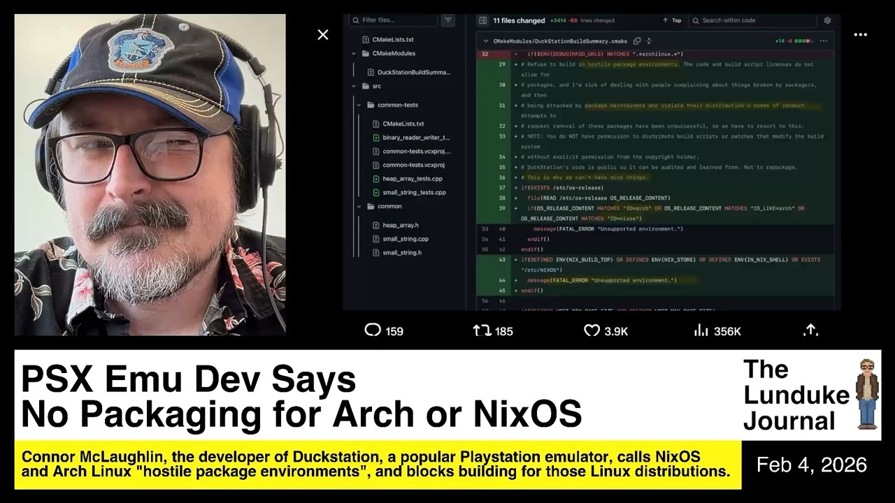 Разработчик эмулятора PSX заявляет об отсутствии возможности создания пакетов для Arch или NixOS.