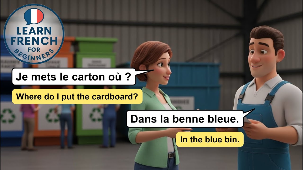 Learn French at the Recycling Center ♻️ | Waste & Recycling Vocabulary (A1 Beginners)