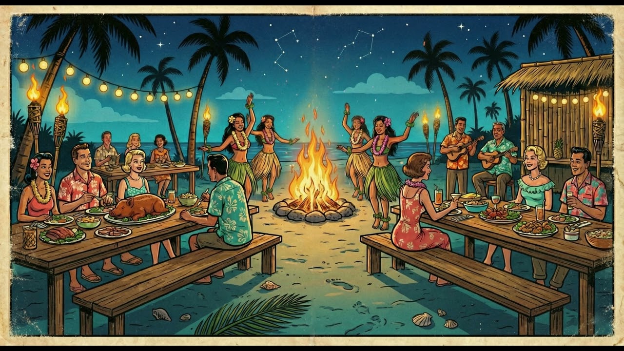 🍹Hawaiian Luau Party Mix 🐖 TV Screensaver ~ 50s Exotica & Mele Hula 🔥