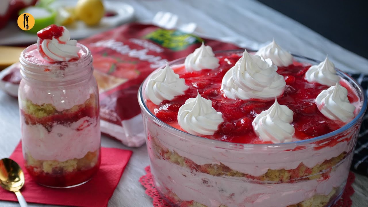 Strawberry Angel Fruit Cake Dessert By Food Fusion