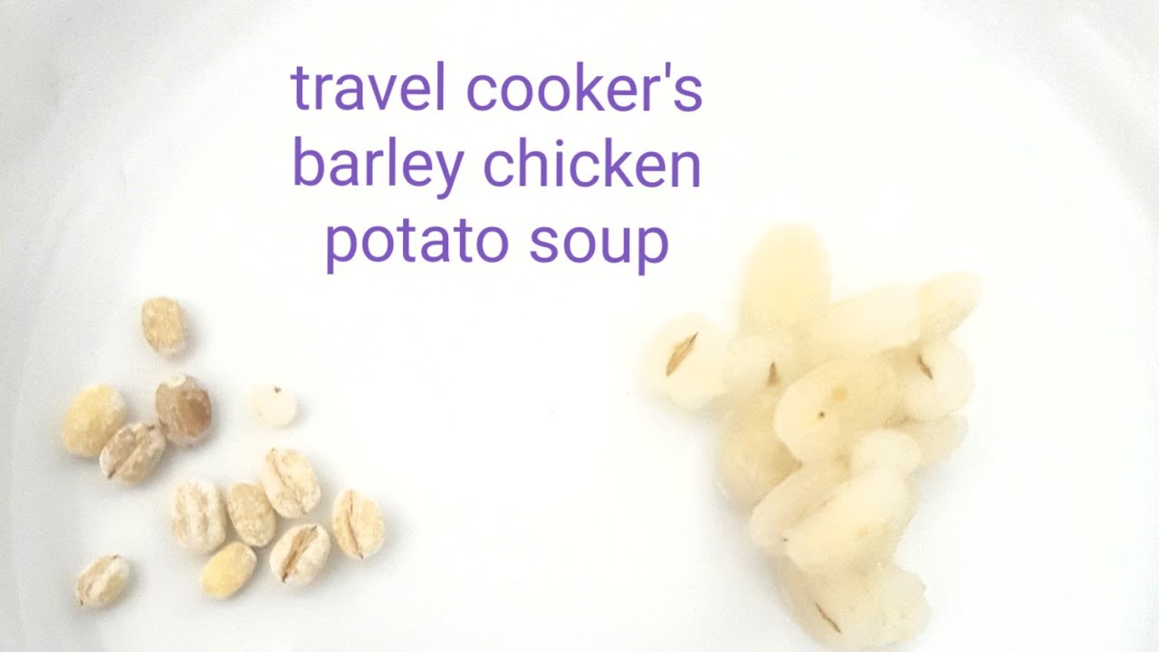 Travel cooker's barley chicken potato soup