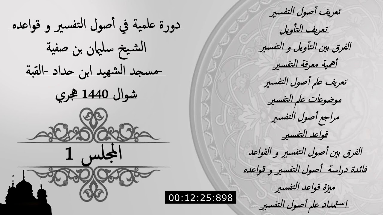 شرح أصول التفسير و قواعده - المجلس الأول 01 ج1- للشيخ سليمان بن صفية