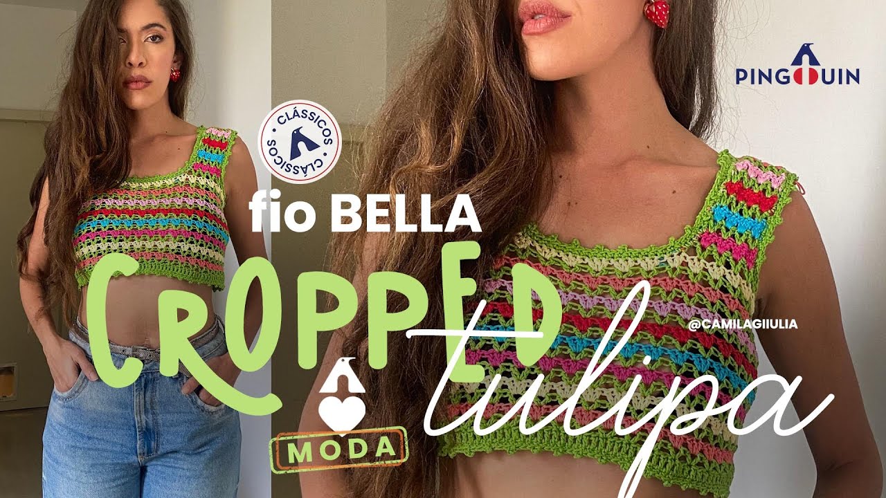 Cropped Tulipa em crochê com o fio Bella