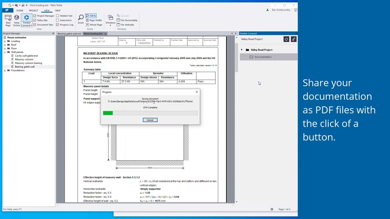 Trimble Connect in Tekla Tedds