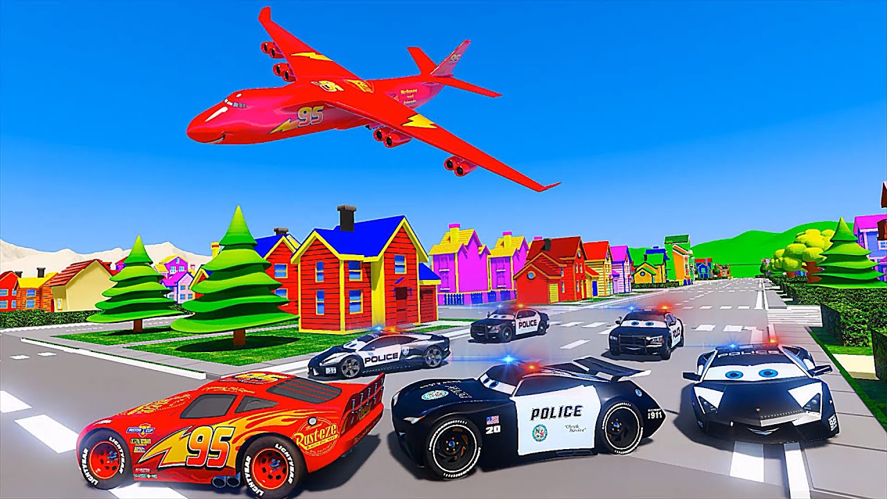 Lightning McQueen VS Police Cars Jackson Storm - Hot pursuit - Police Chase