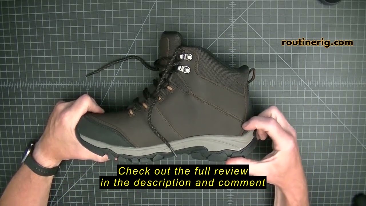 Review OUTJET Men's Waterproof Hiking Boots Lightweight Comfortable Leather Mid Ankle Outdoor Trekki