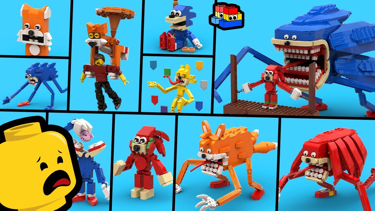 Building LEGO Sonic Tapes Minifigures (Shin Sonic, Knuckles, Tails, and Grandpa)