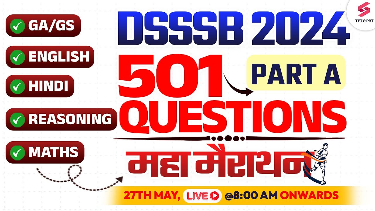 DSSSB PART A MAHA MARATHON | DSSSB PRT, NTT, TGT, PGT GK, ENGLISH, MATHS, REASONING MARATHON
