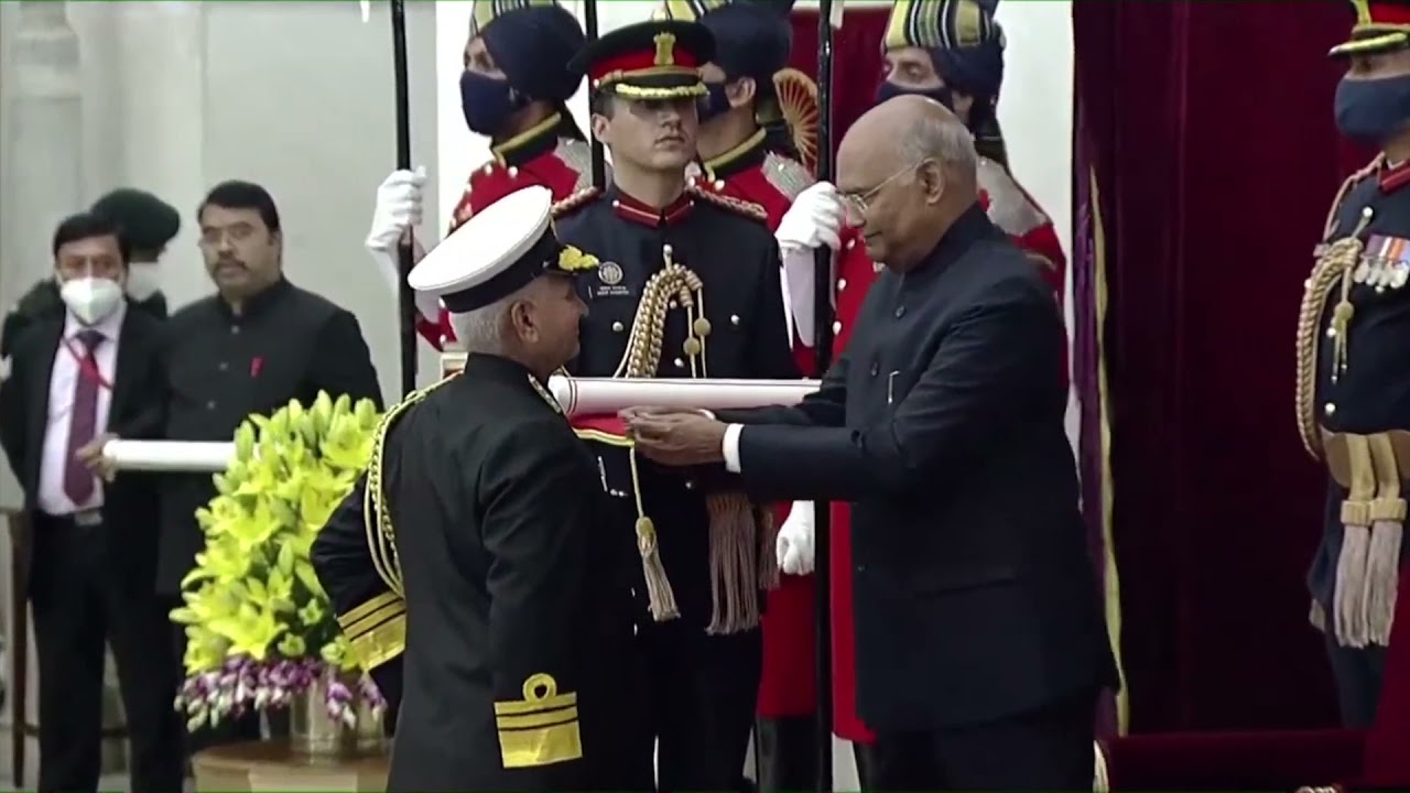President Kovind presents Ati Vishisht Seva Medal to Rear Admiral Swaminathan Rajaram