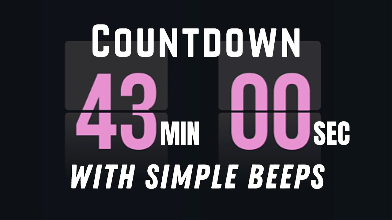 43‑Min Flip Clock Countdown Timer with Simple Beeps | Start & End Sound Effects