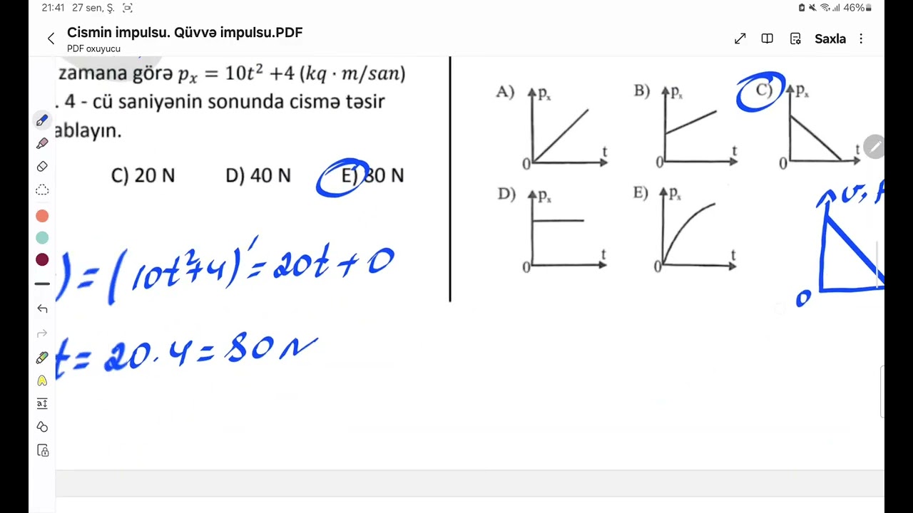 Mövzu sınağı.Kuiz-7(İmpuls.İmpulsun saxlanma qanunu) Sinif 10-11