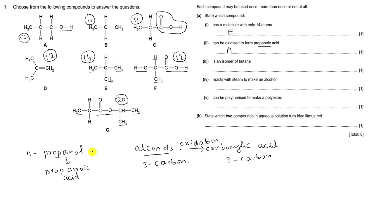 Organic Chemistry O Level | Q1 Paper 21 M/J 2021