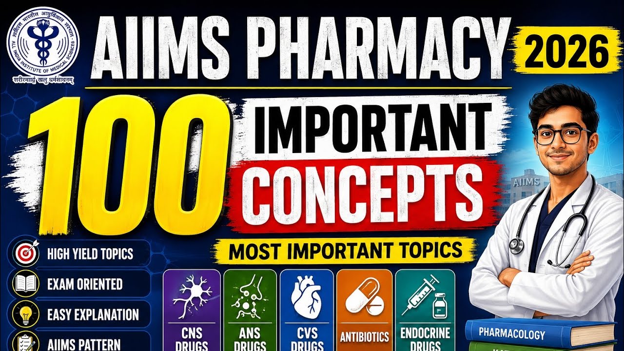 AIIMS Pharmacy 100 Important Concepts 2026