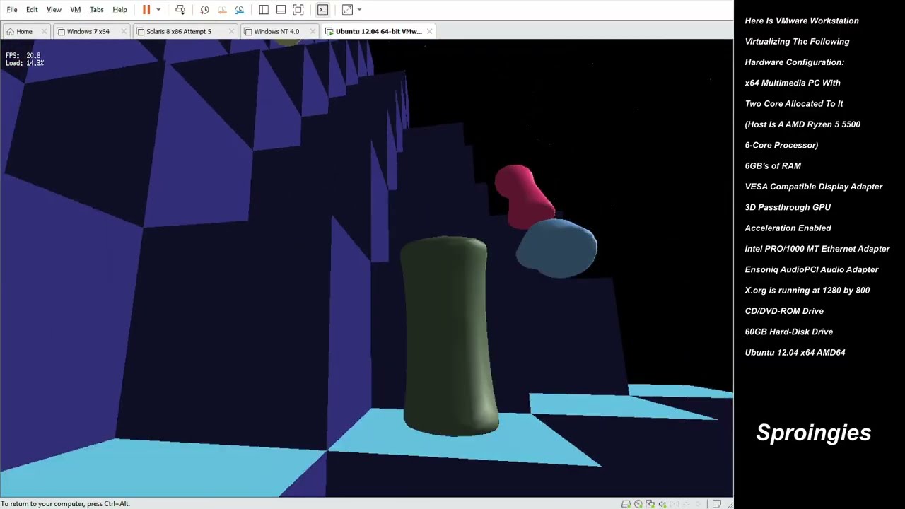 GL GPU Classic Screensavers On Ubuntu 12.04 (VMware Workstation 17)