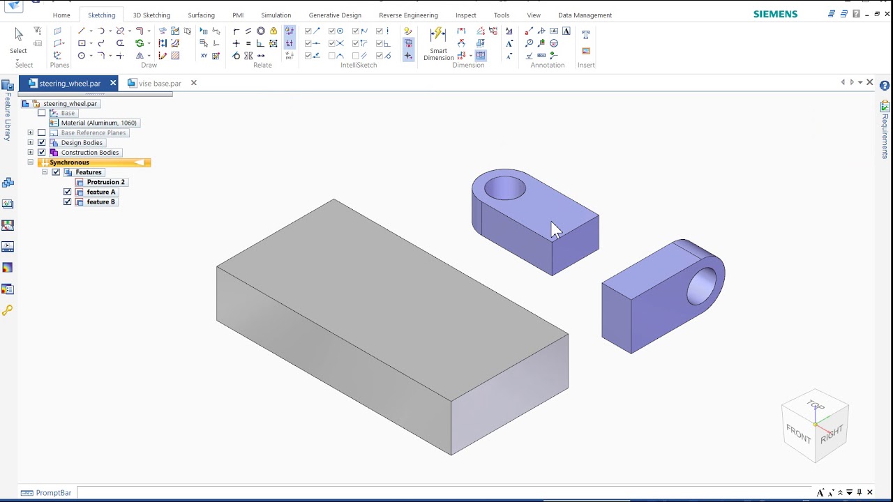 13 SolidEdge 2019 Fundamentals Reorient the steering wheel