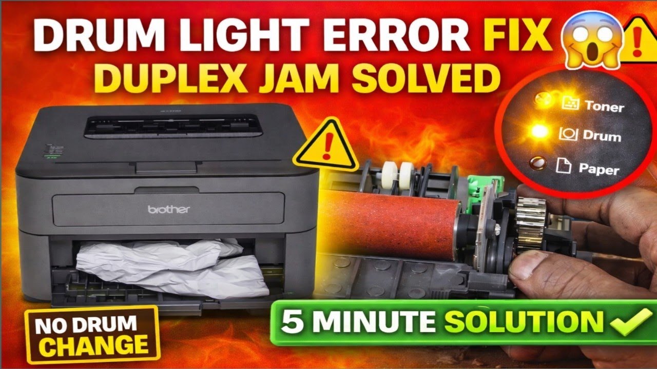Brother printer drum light billing and duplex printer paper jam how to solve