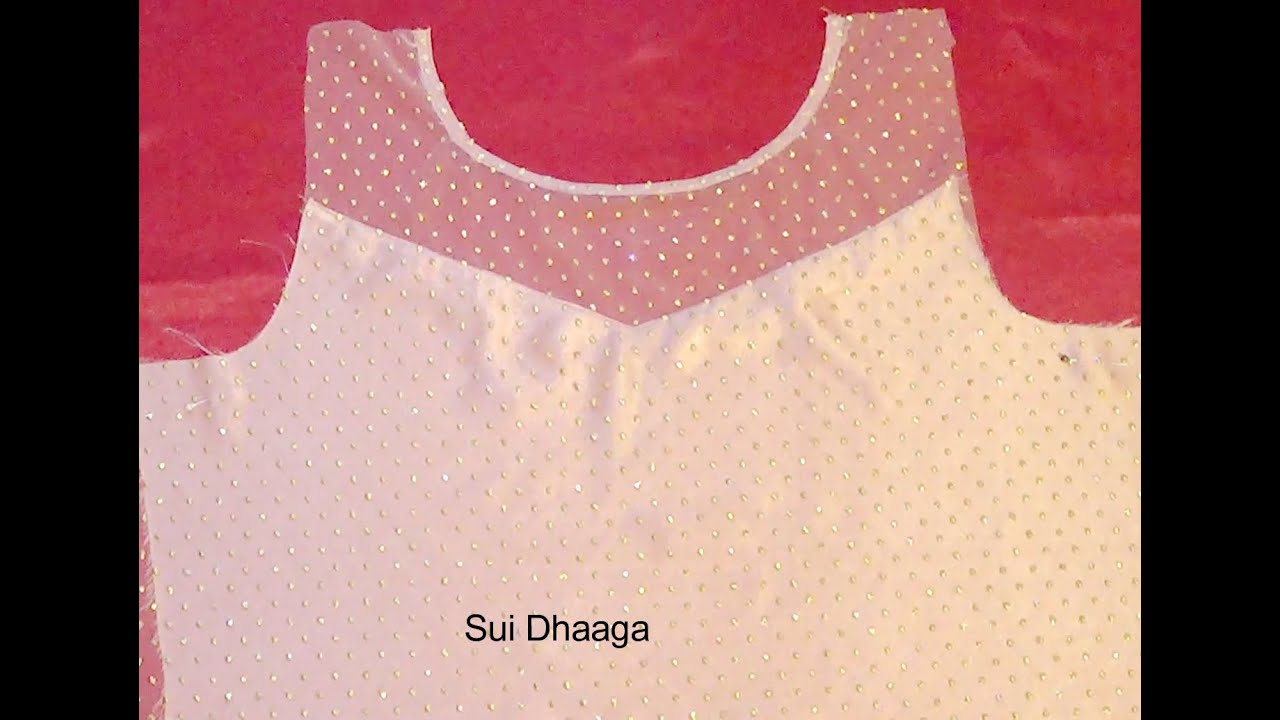 Transparent Boat Neck Kurti Cutting and stitching/ Beautiful and Trending Net Neck Design/KcCreation