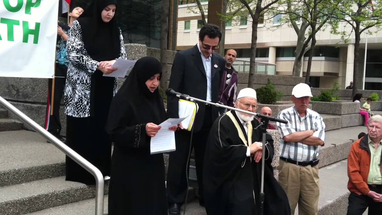 Alhorrah Heba Aldabbagh speech in Windsor, Canada during the Syrian protest with English translation