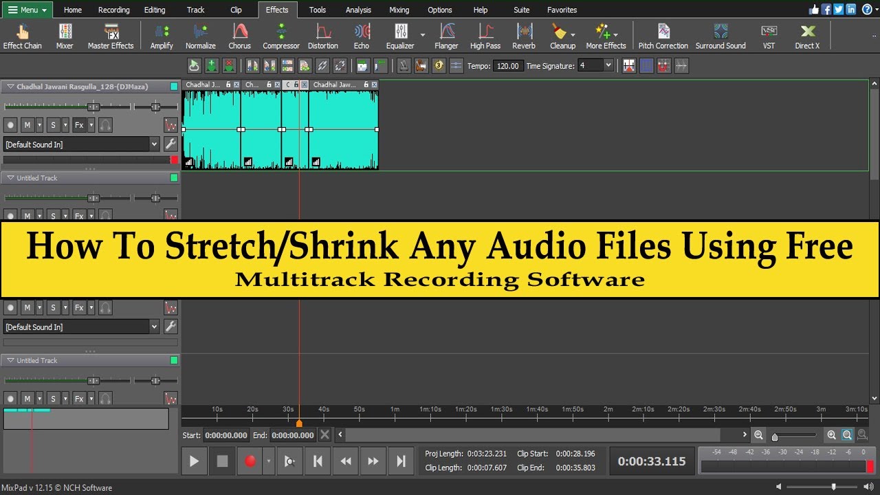 How To Stretch/Shrink Any Audio Files Using Free MixPad Multitrack Recording Software