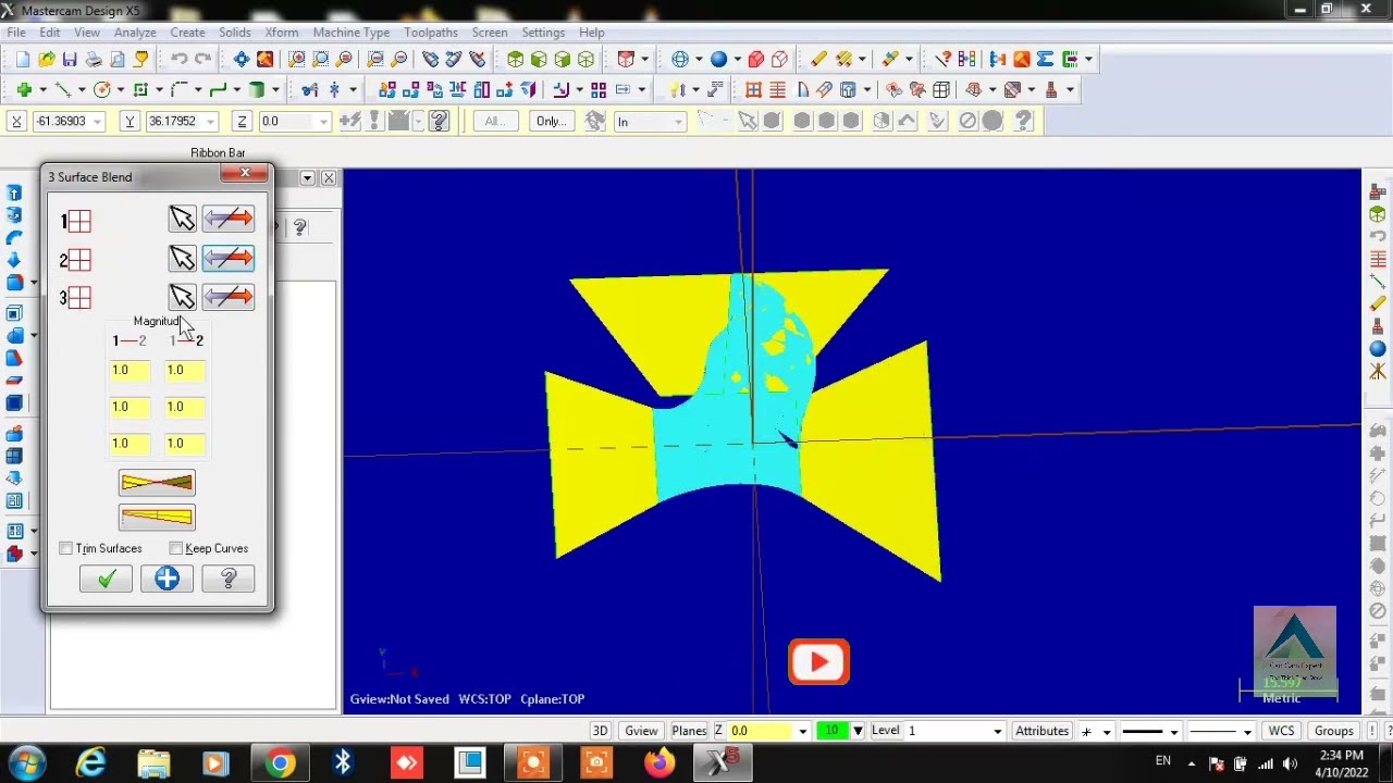 Surface blend command in Mastercam ll 2surface blend,3 surface blend ,fillet blend ll Cad Cam Expert