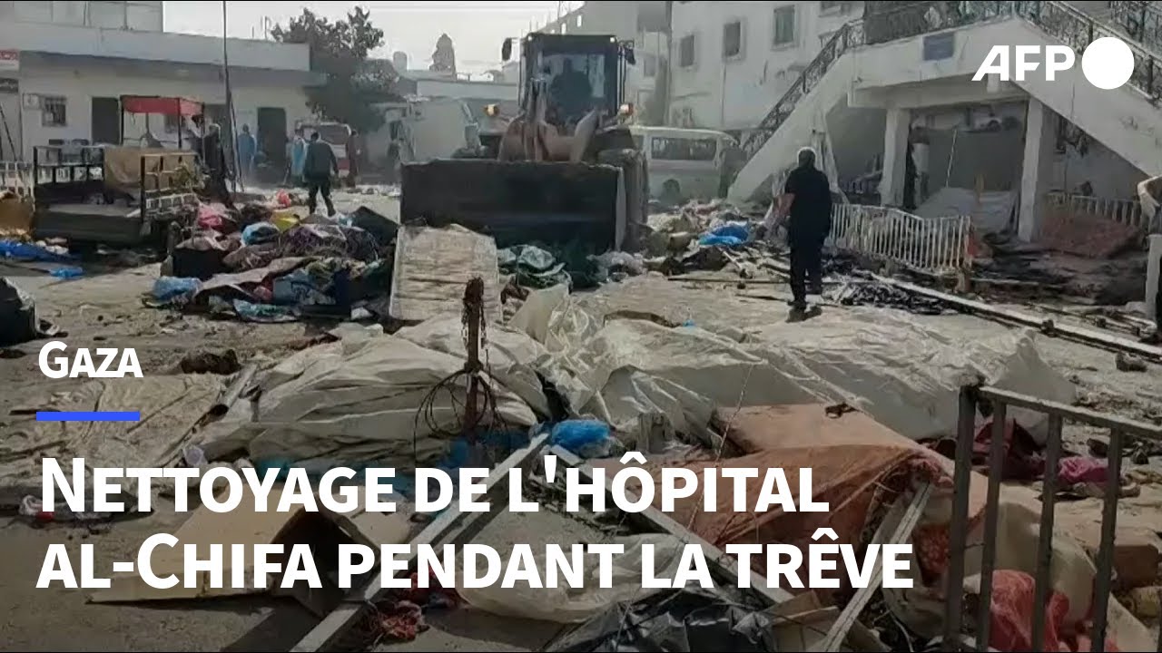 Gaza: nettoyage de l'hôpital al-Chifa à Gaza-ville pendant la trêve | AFP Images