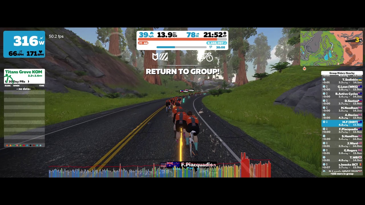 Titans Grove KOM PB to get to 5min 4.88w/kg  / 371 watts (16-03-2021)