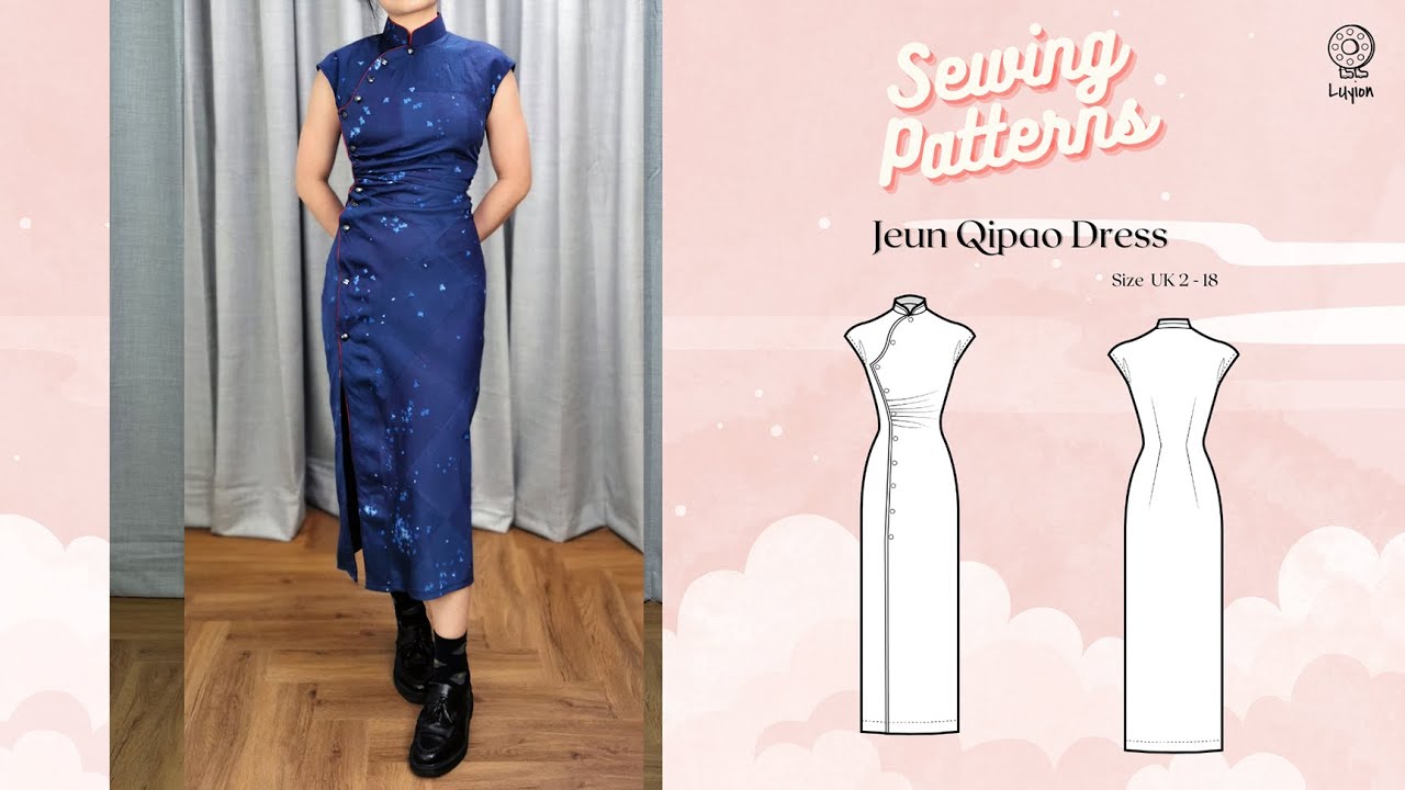 Jeun Qipao Sewing Video // Digital PDF Sewing Pattern Size UK 2-18 // Luyion