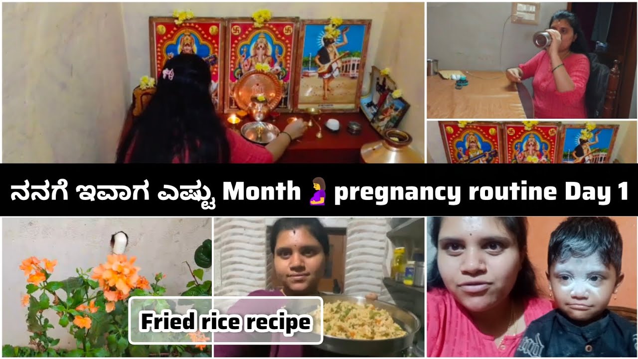 ನನಗೆ ಇವಾಗ ಎಷ್ಟು Month🤰pregnancy Routine Day 1 Fried rice recipe 