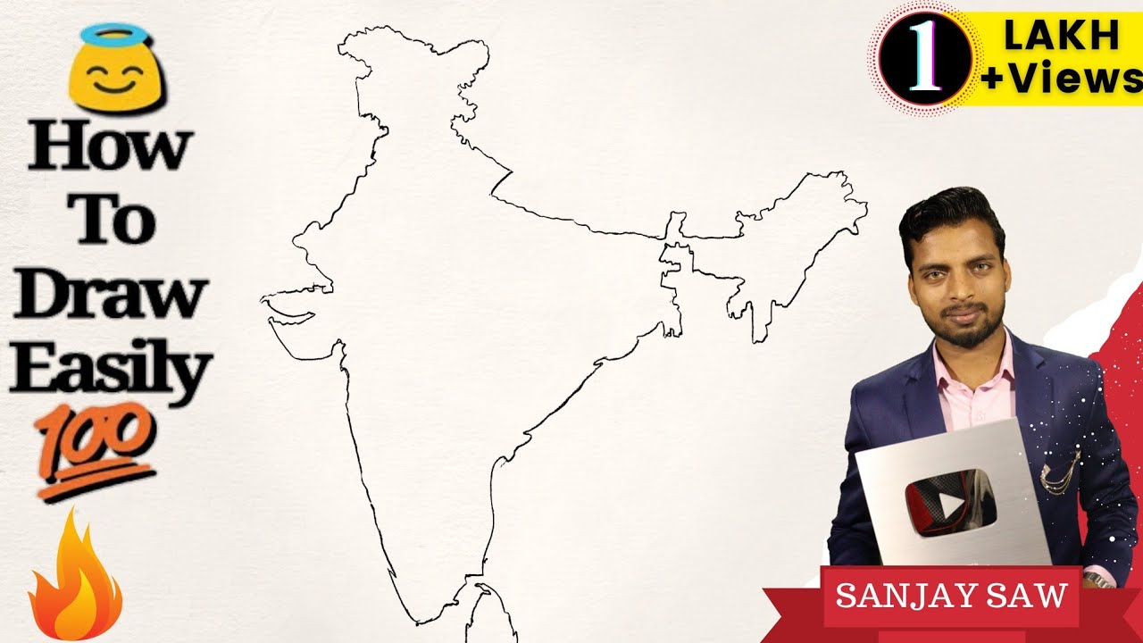 How To Draw India Map step by step for Beginners!