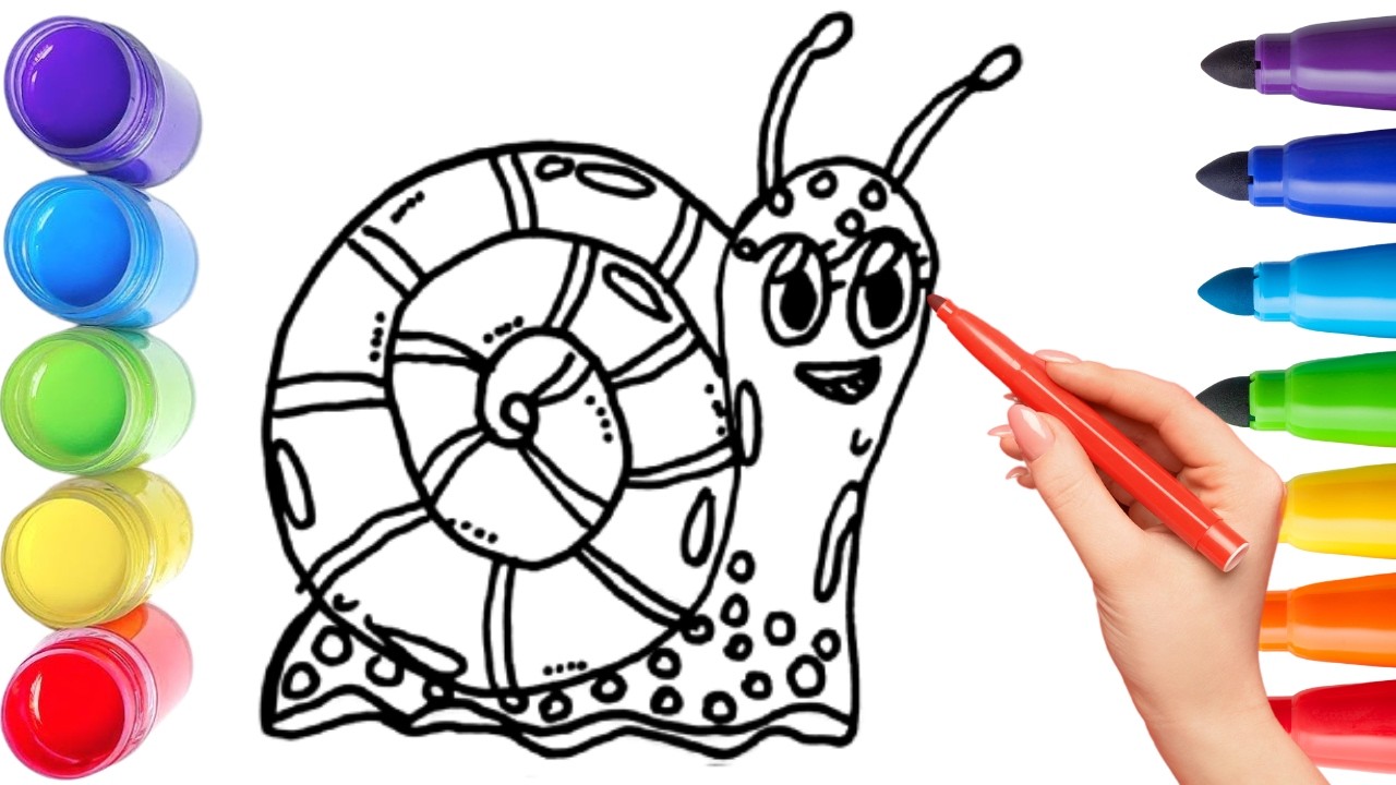 How To Draw cute snail Drawing, Painting & Coloring For Kids and Toddlers_ Child Art 🐋🌈🎨
