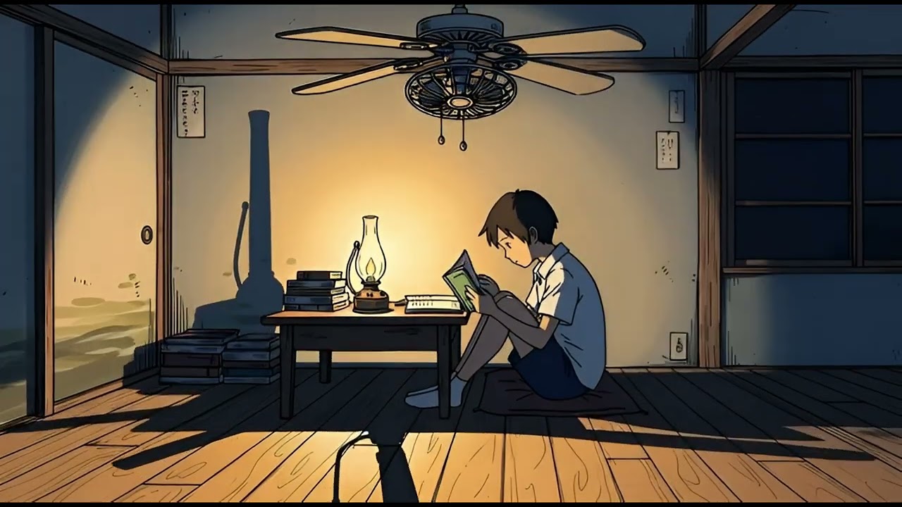 Ghibli-Style Late-Night Study ASMR | Kerosene Lamp & Quiet Ambience
