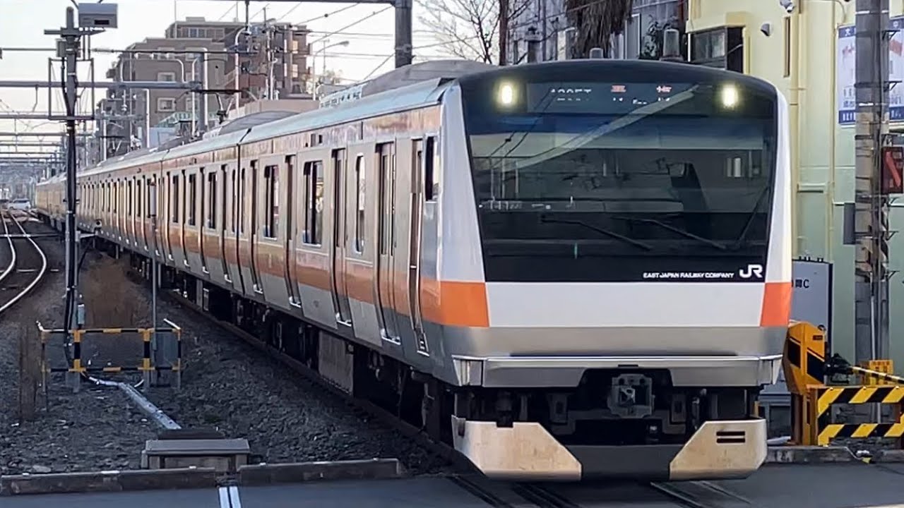 JR東日本E233系0番台T11編成　各駅停車青梅行きが福生駅に到着