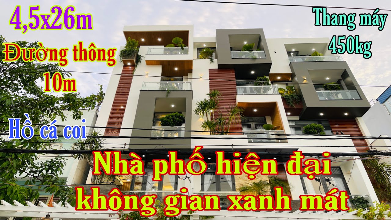 Bán nhà gò vấp| Thiết kế hiện đại full nội thất 4,5x25m thang máy 450kg đường thông 10m có hồ cá coi