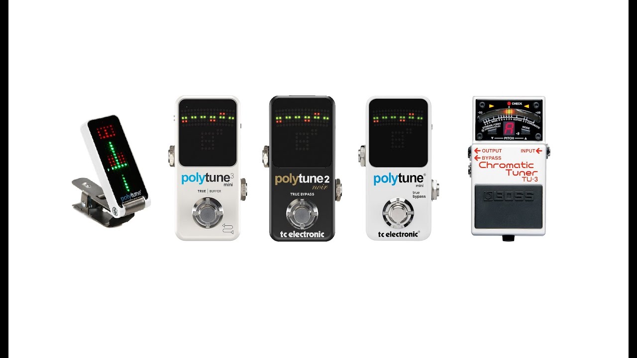 Guitar Tuner Comparison TC Electronic Polytune Mini 1,2,3, Clip, Boss TU3, Snark SN2