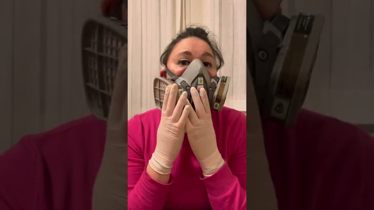 Putting tight latex gloves