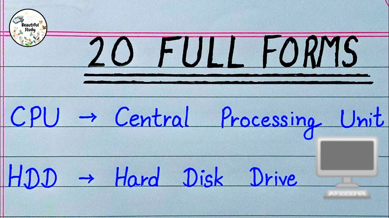 20 Important GK Full Forms | 20 Computer Related Full Forms for Students | Beautiful Study
