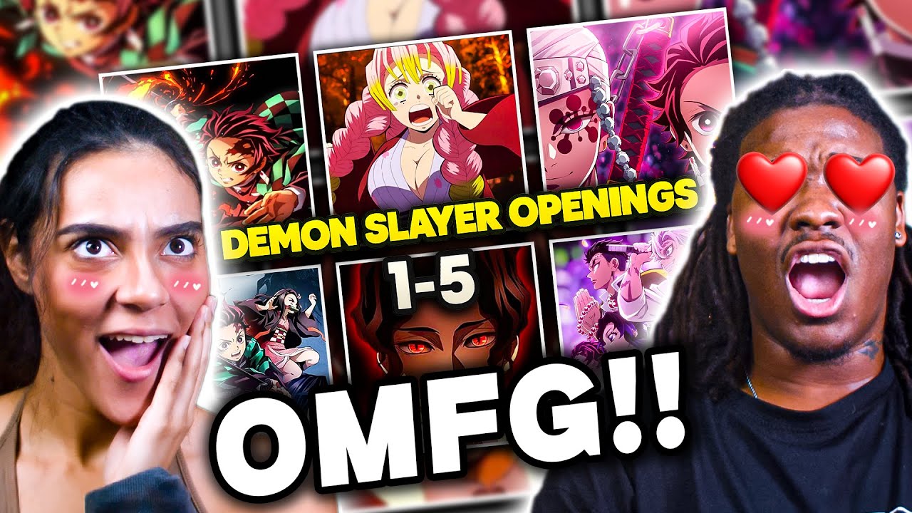 ANIME NOOBS FIRST TIME REACTING TO ALL DEMON SLAYER OPENINGS 1-5 (BEST OPENINGS!?)
