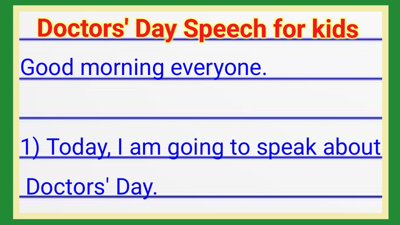 doctors day speech for kids |speech on national doctors day | speech on doctors day in english