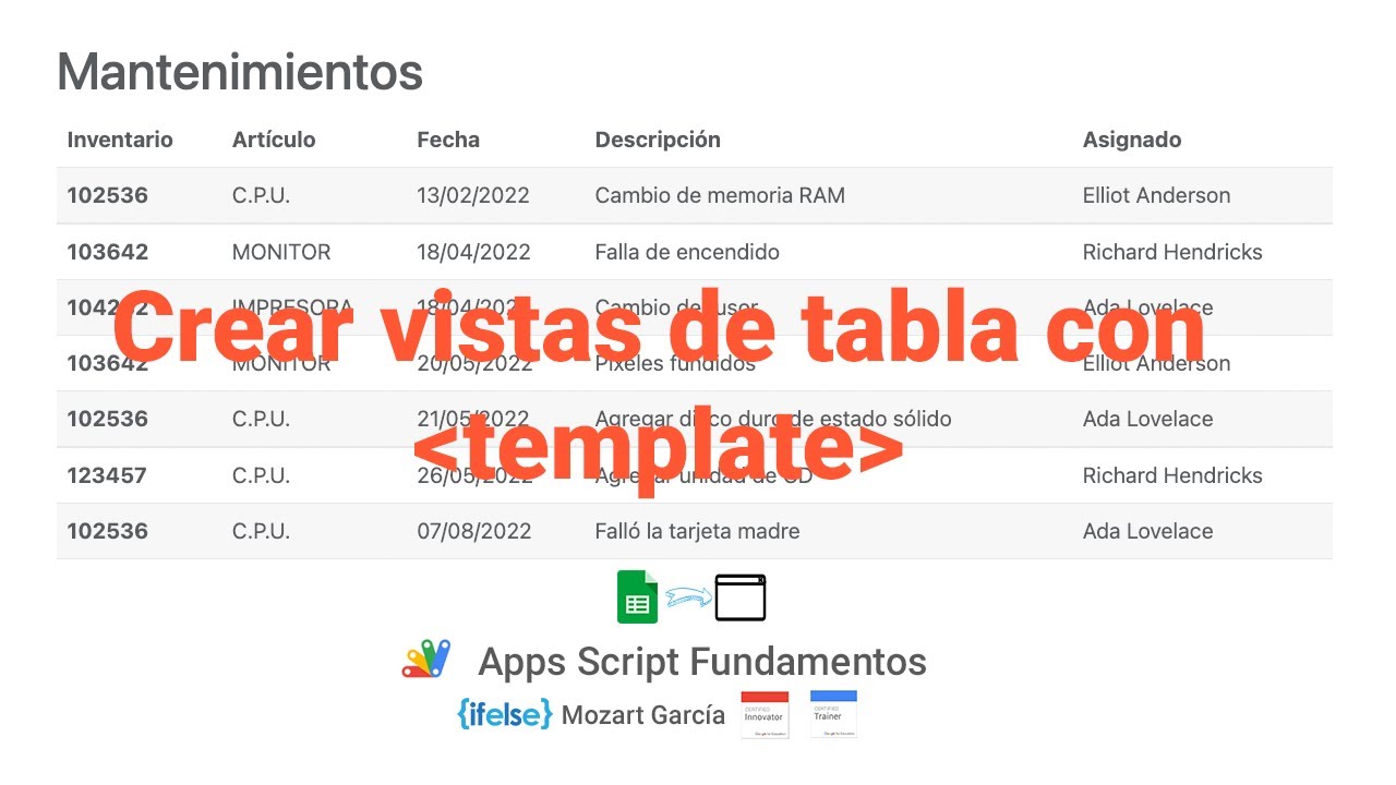 Apps Script 53 -  Tablas html dinámicas desde google sheets con template