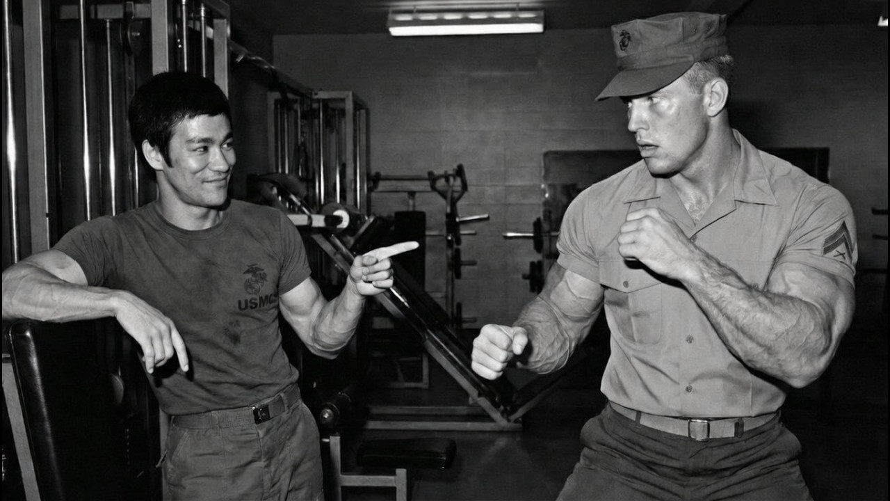 BruceLee scherzte zu einem Marine Schlag mich ohne zu wissen, dass er ein Boxchampion war4 Sekunden