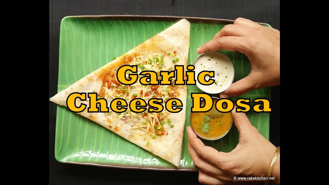 Garlic cheese dosa recipe, cheesy garlic flavoured dosa