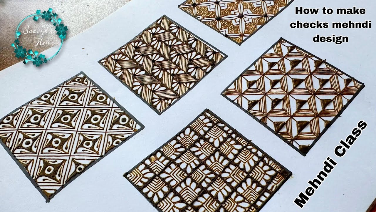 Mehndi Class-1 Cheks design step-by-step | Grid/Netting patterns 2025 | 3D Geometrical Cheks Mehndi