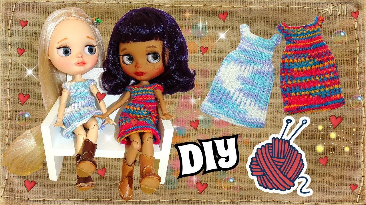 Como tejer un vestido para tu Muñeca Blythe 2 agujas tutorial facil