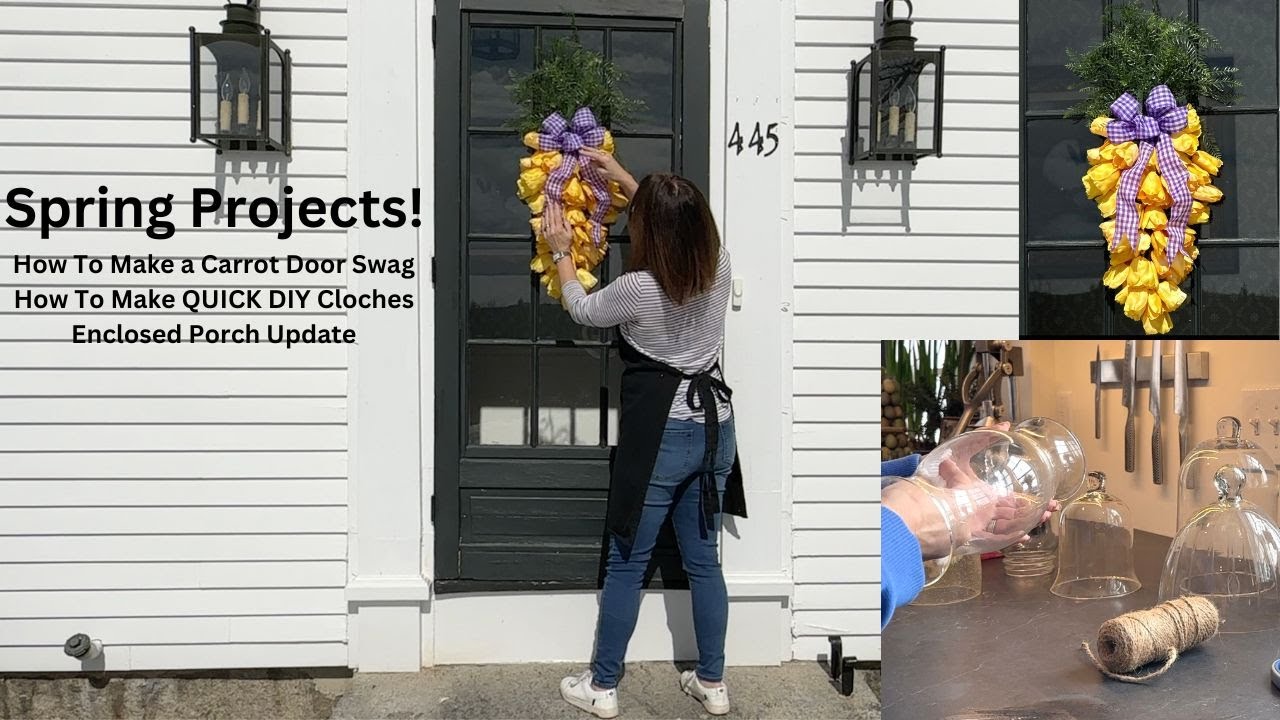 Getting ready for Spring, How to make a carrot door decoration out of tulips, Quick DIY cloches