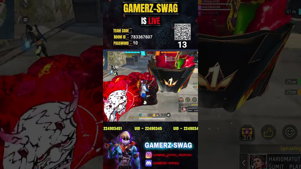 FREE FIRE🔥CS CUSTOM🌹😍#10ksubscribers #shortsfeed #livestream #GAMERZSWAG #dhirubhai