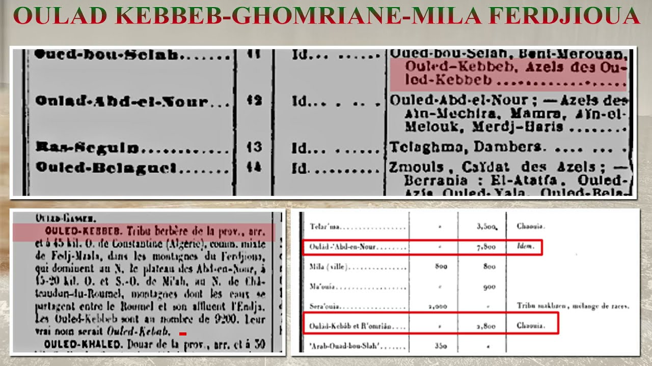 TRIBUS DE MILA FERDJIOUA FERDJ M`ZALA KUTAMA  GHOMRIANE-OULED KEBBEB