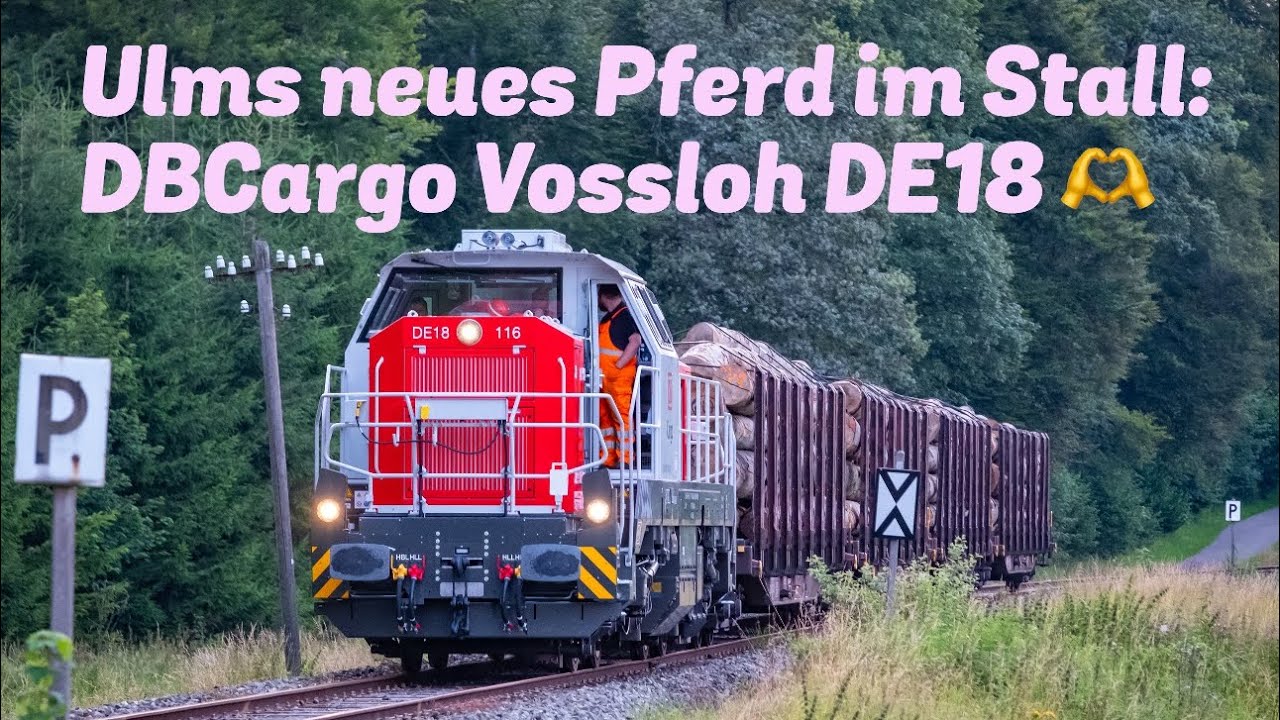 Ulms neues Pferd: DBCargo Vossloh DE18 beim Holzrücken auf der Schwäbischen Alb